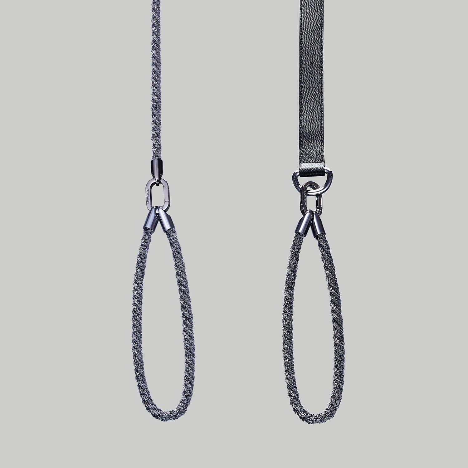 Dog leash handle in Ruthenium braided - Meomari