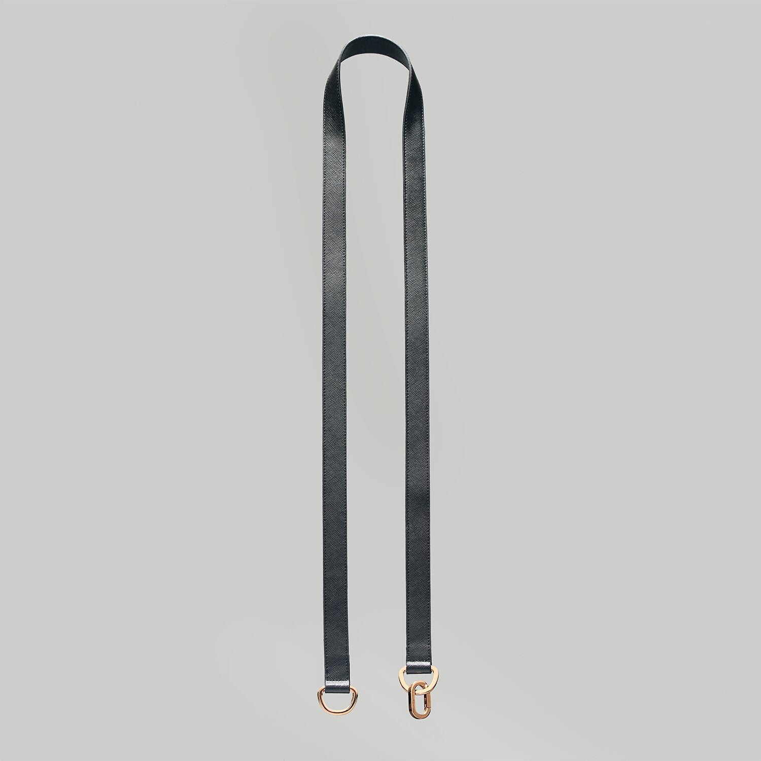 Luxury dog leash in black Saffiano leather with Gold