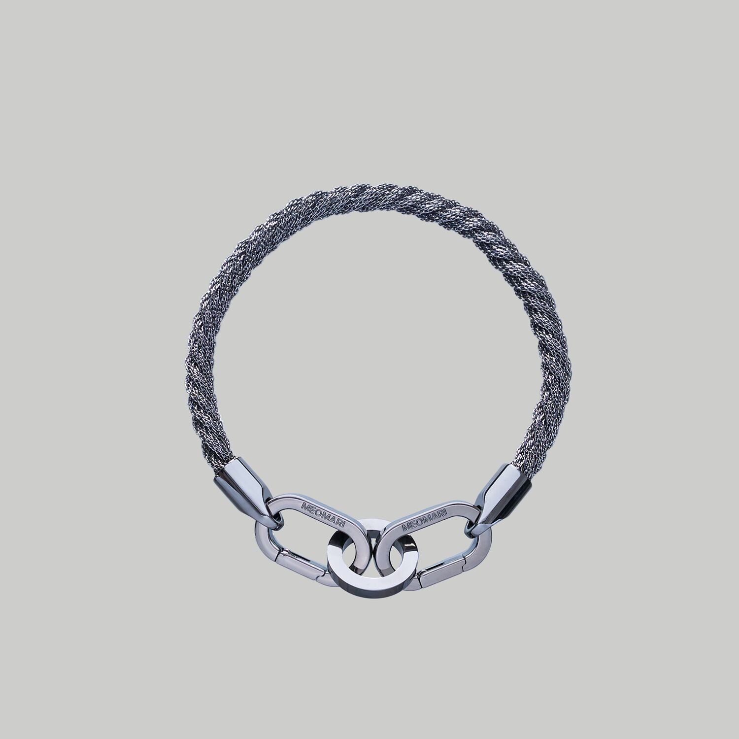 Luxury dog collar in Ruthenium braided