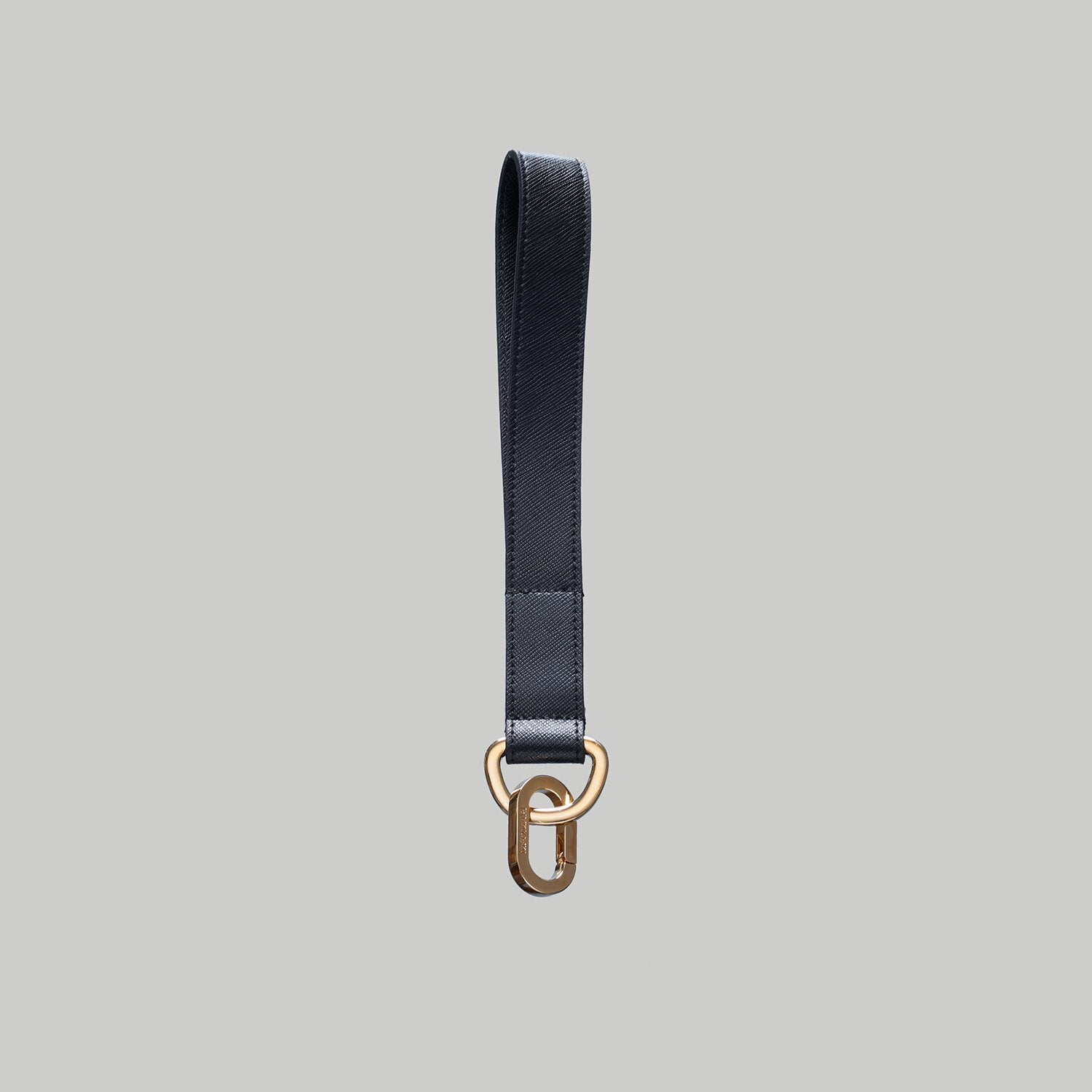 Luxury dog leash handle in black Saffiano leather with Gold