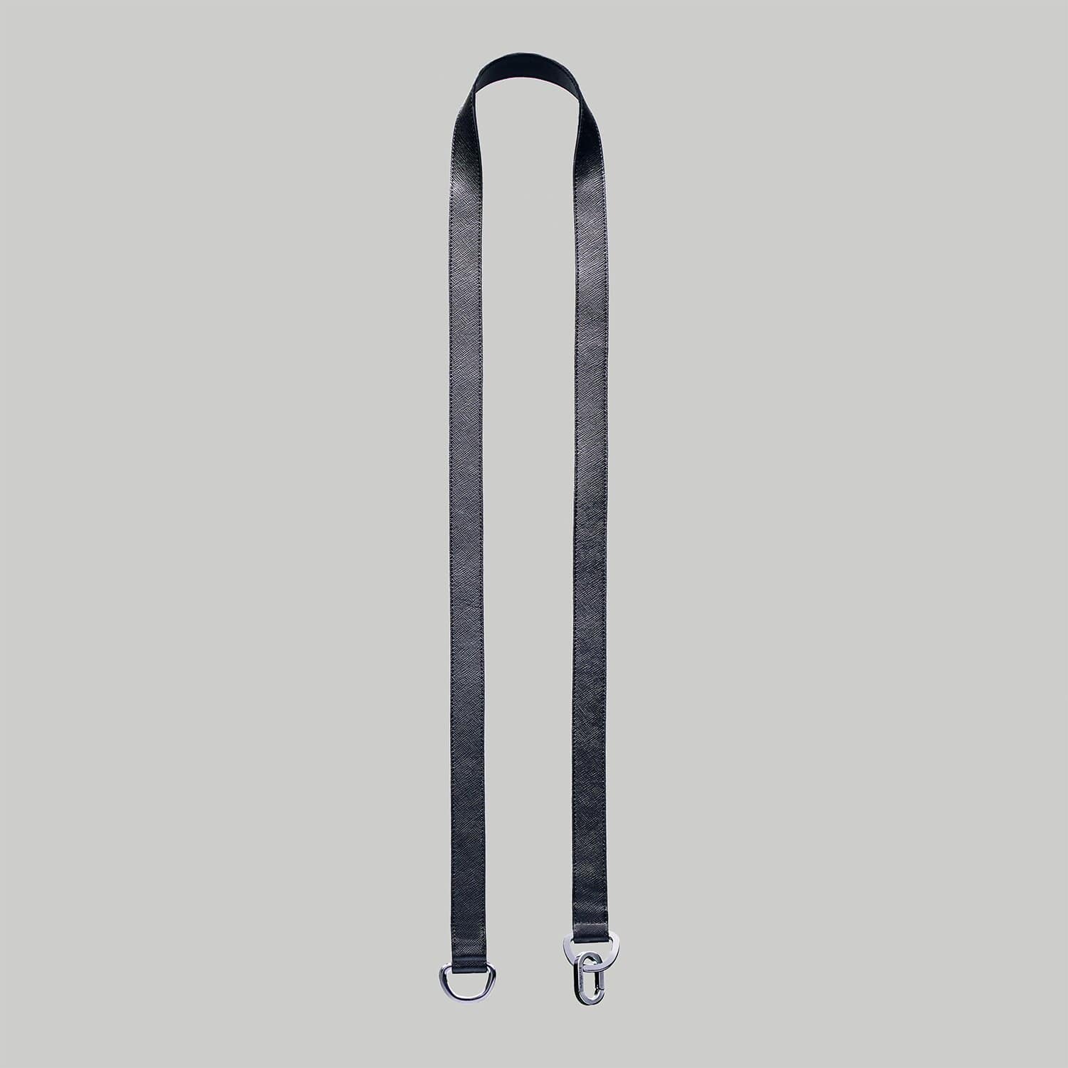 Luxury dog leash in black Saffiano leather with Ruthenium