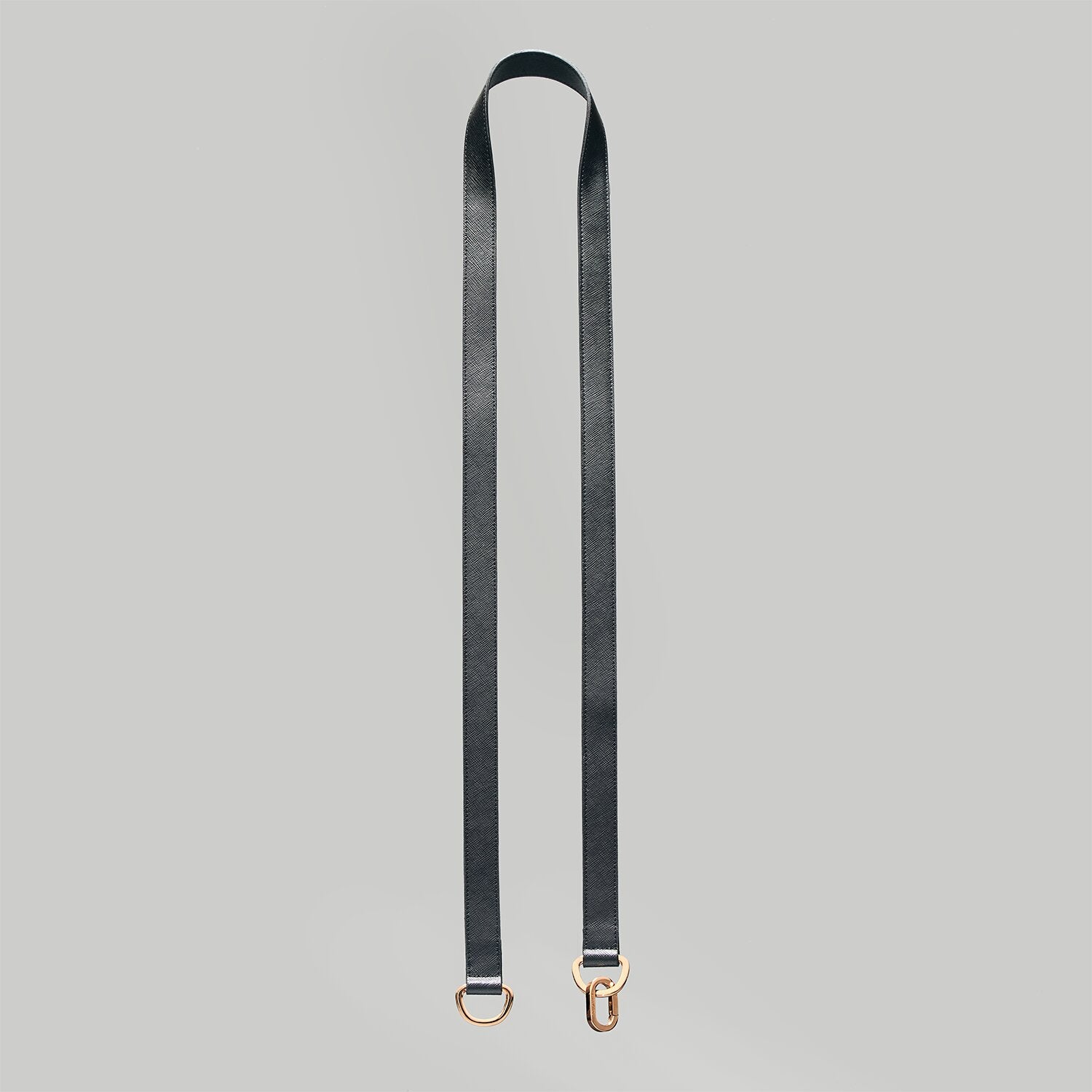 Dog leash in black Saffiano leather with Gold