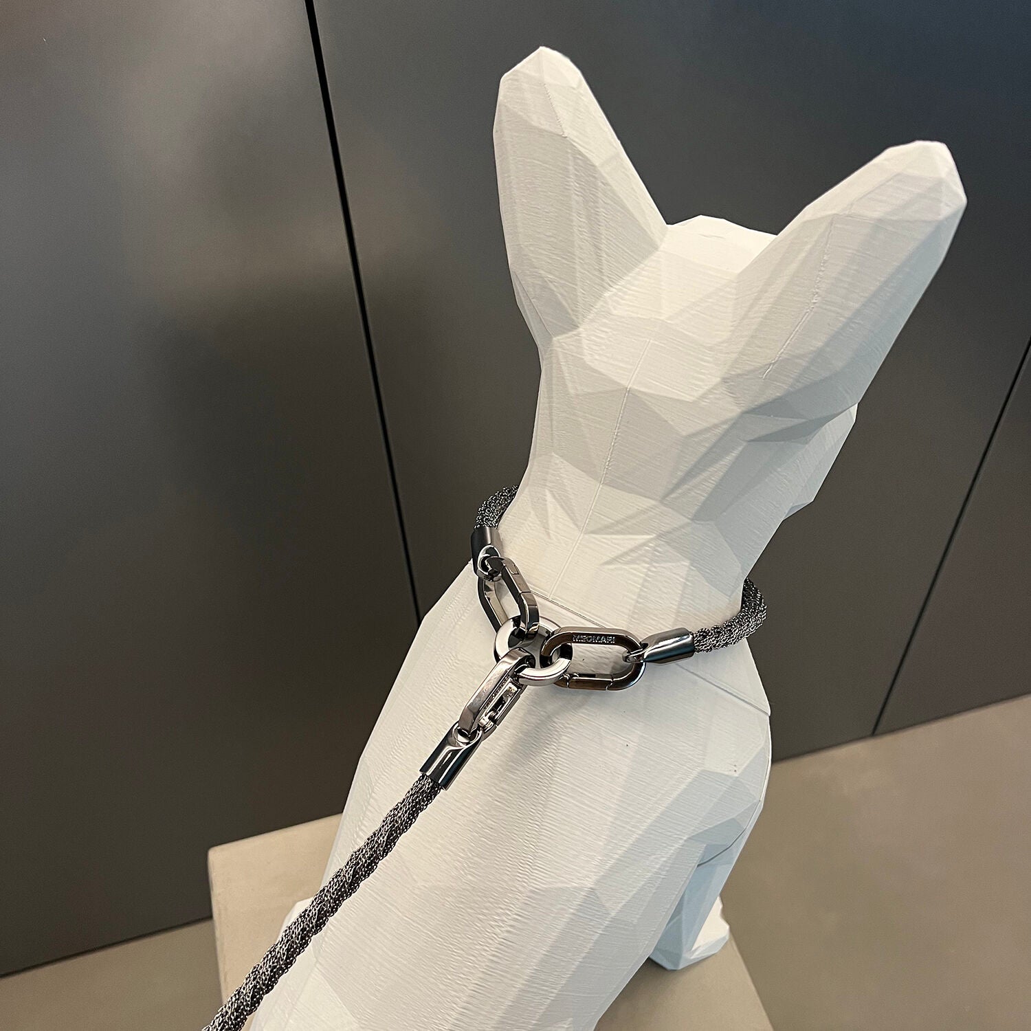 Luxury dog leash in Ruthenium braided